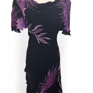 Vintage Y2K Black & Purple Floral Beaded Dress